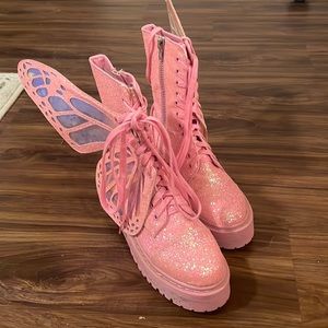 Dolls Kill Sparkly Pink Butterfly Shoes 🦋🦋